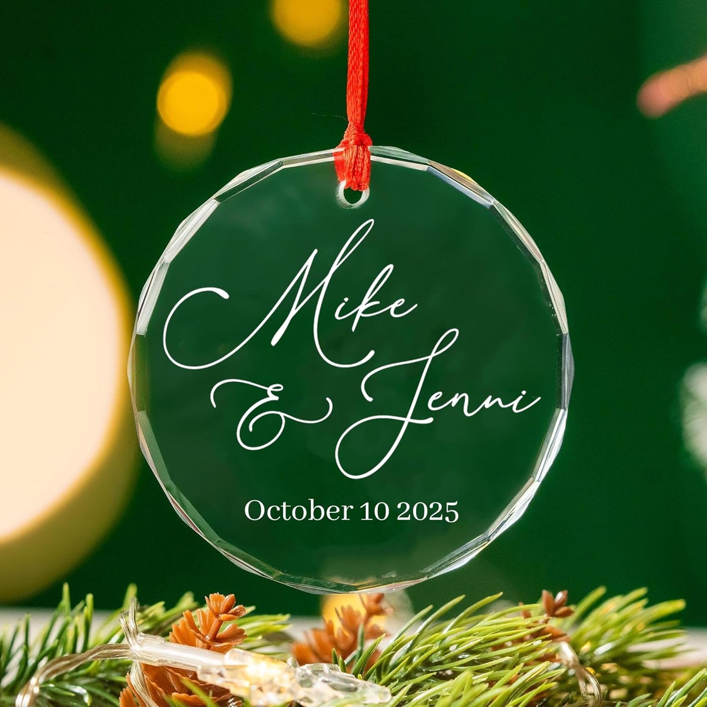 Personalized Glass Ornament 2025 for Married Couples with Name, Custom Wedding Keepsake Gift for Newlyweds, Anniversary or Christmas Décor, Mr and Mrs Ornament A6