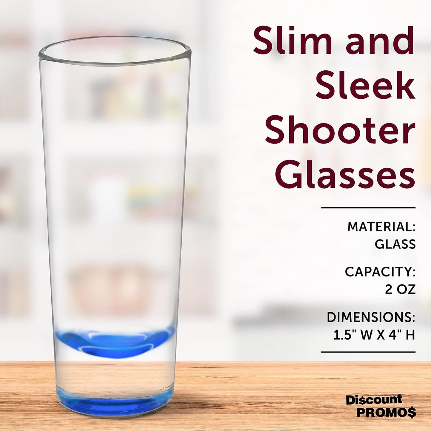 DISCOUNT PROMOS Cordial Shooter Shot Glasses 2 oz. Set of 10, Bulk Pack - Great for Birthdays, Parties, Indoor & Outdoor Events - Blue