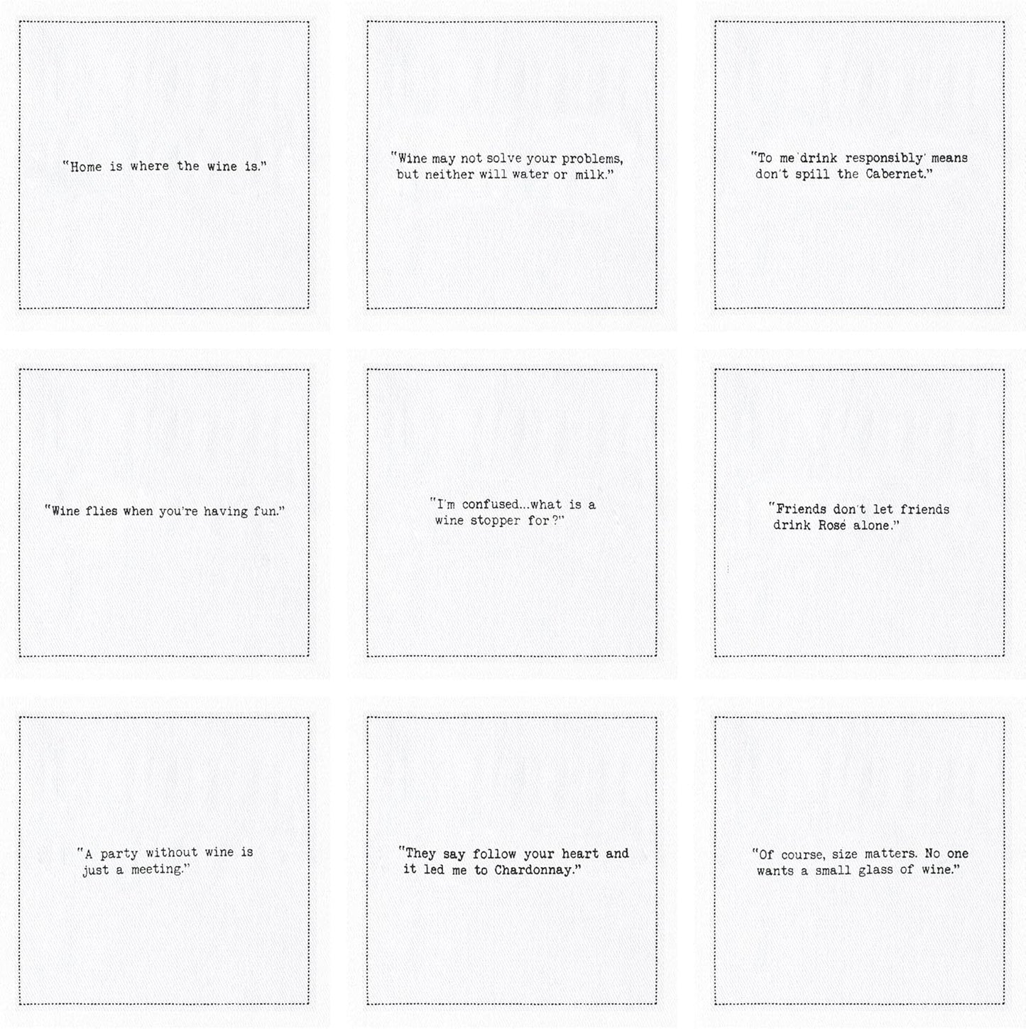 Five Star Napkins Wine Quotes, White Cotton Cocktail Napkins, Beverage Napkins, Bar Napkins, Cloth Napkins, Party Napkins, Events, Holidays, Weddings, Birthdays, Disposable, 4.5" x 4.5"- (50x)