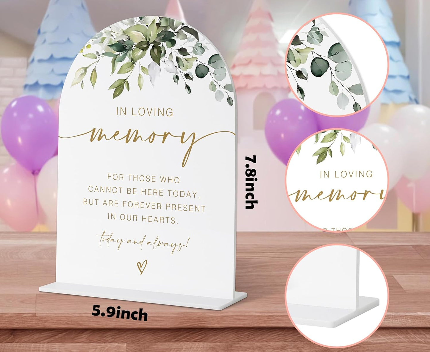 Loving Memory Sign, Wedding Memorial Sign, Greenery Gold Bridal Shower Decorations, In Wedding Signs for Ceremony and Reception, Engagement Party Desk Decorations, Wedding Table Acrylic Decor - 39