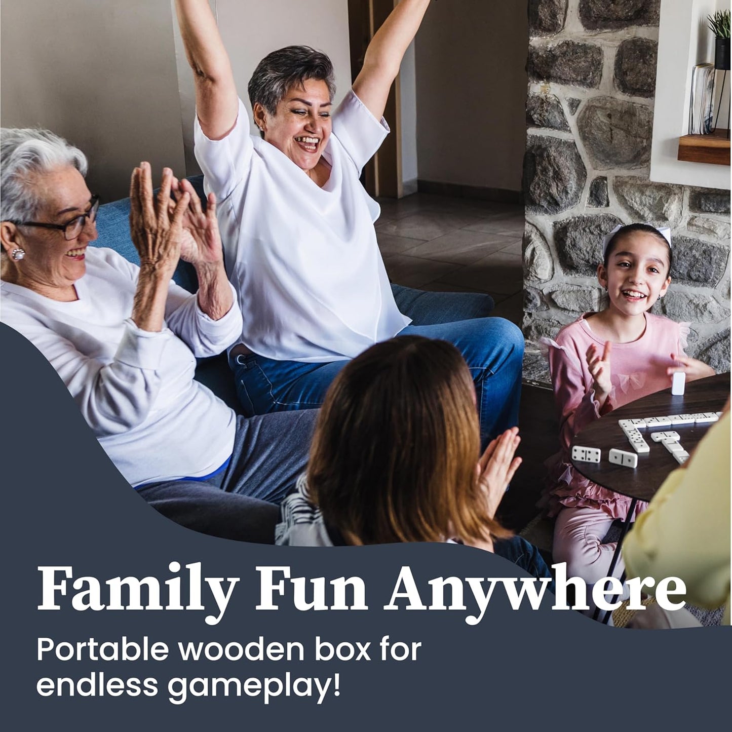 Kicko Domino Set - 28 Pieces Double Six Classic Dominoes in Durable Wooden Brown Box - Fun Mini Board Game for 2-4 Players - Ideal for Boys, Girls, Adults - Family Game Night and Vintage Party Games