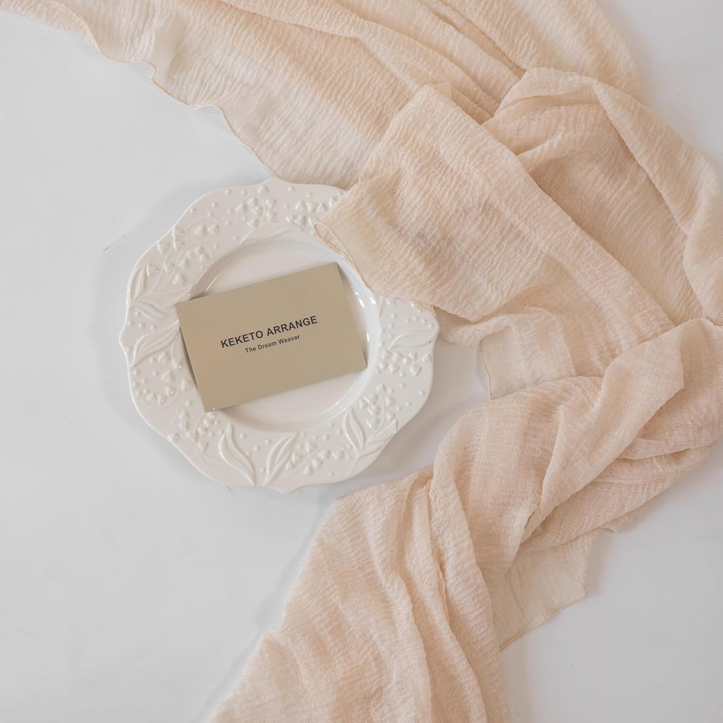 6Pcs Beige Gauze Rustic Cheesecloth Table Runner 120 Inch 10 FT for Wedding Baby Shower Bridal Shower Birthday Engagement Garden Outdoor Party Long Sheer Boho Decorations