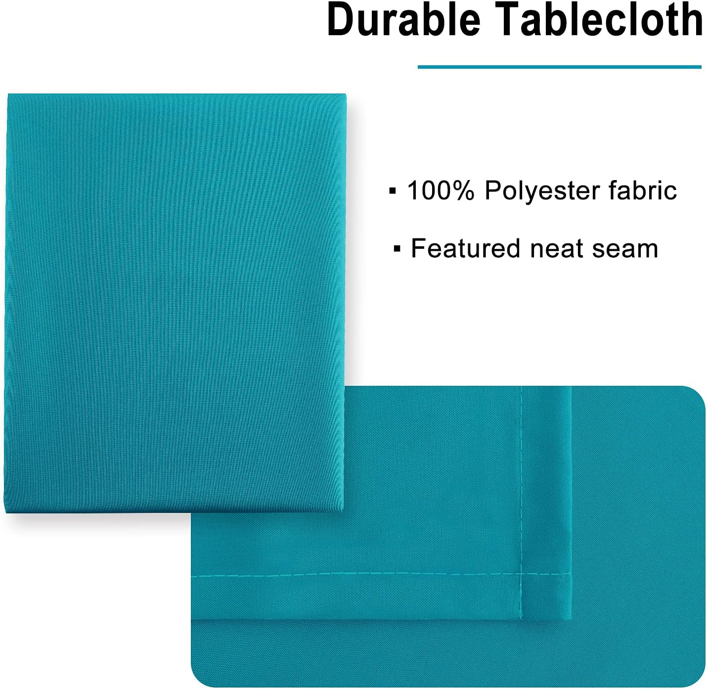 Hiasan Rectangle Tablecloth - Water Resistant and Spillproof Kitchen Washable Polyester Fabric Table Cloth for 6 Foot Tables, 60 x 140 Inch, Turquoise
