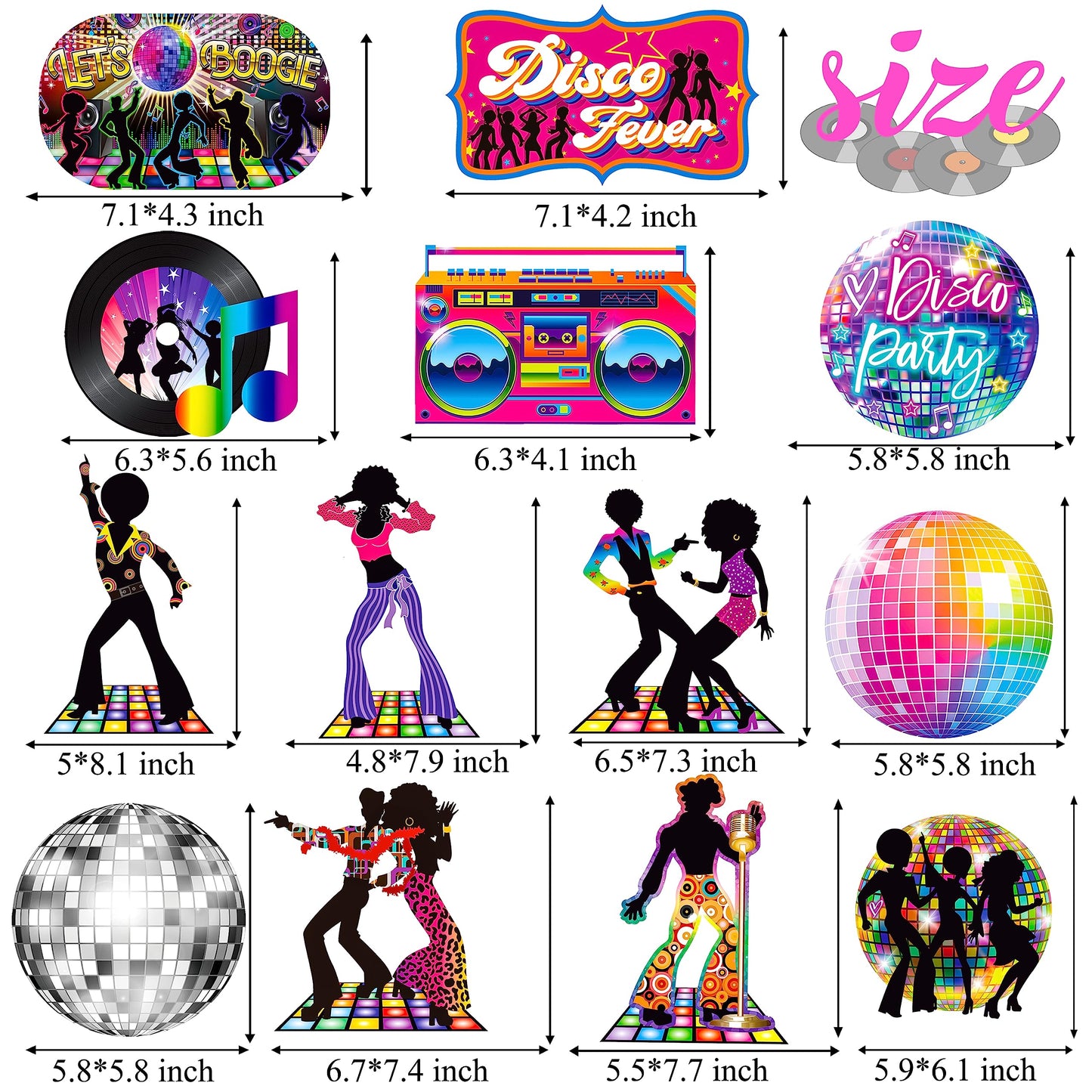 26pcs 1970s Disco Fever Party Centerpiece Sticks 70s Disco Party Decorations Retro Table Topper 80s