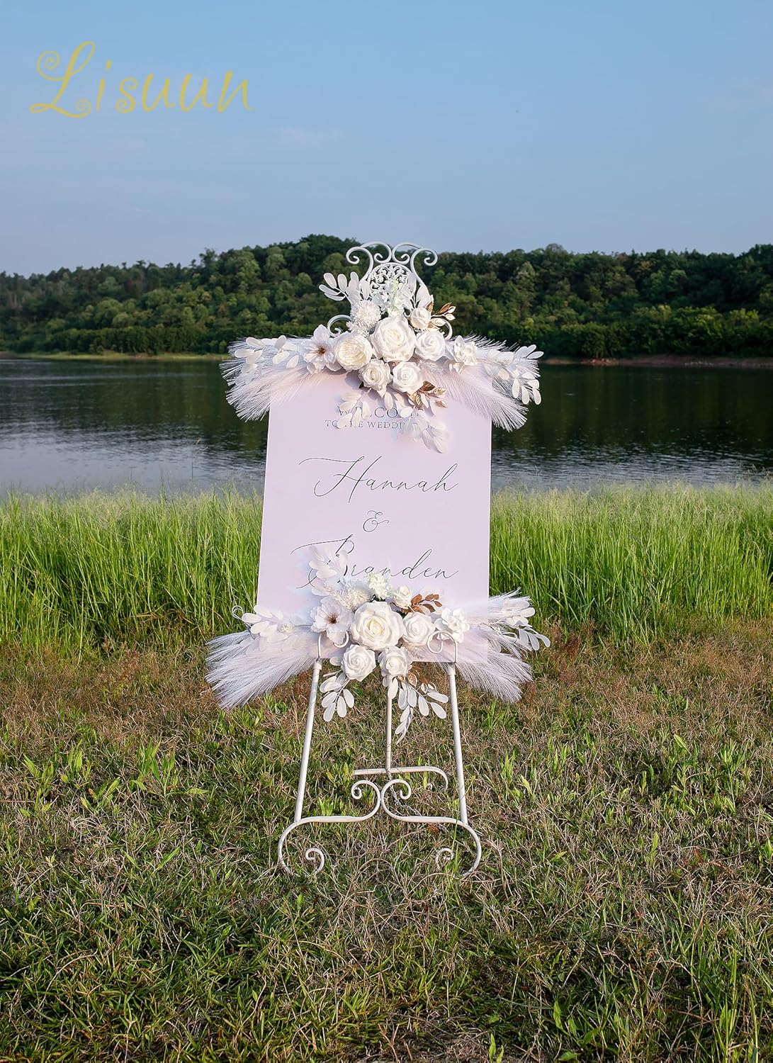 Wedding Arch Flowers, Artificial Flowers for Reception Backdrop and Welcome Ceremony Sign, Large Flower Swag for Dreamy Romantic Wedding Ceremony Floral Decor - Pack of 2