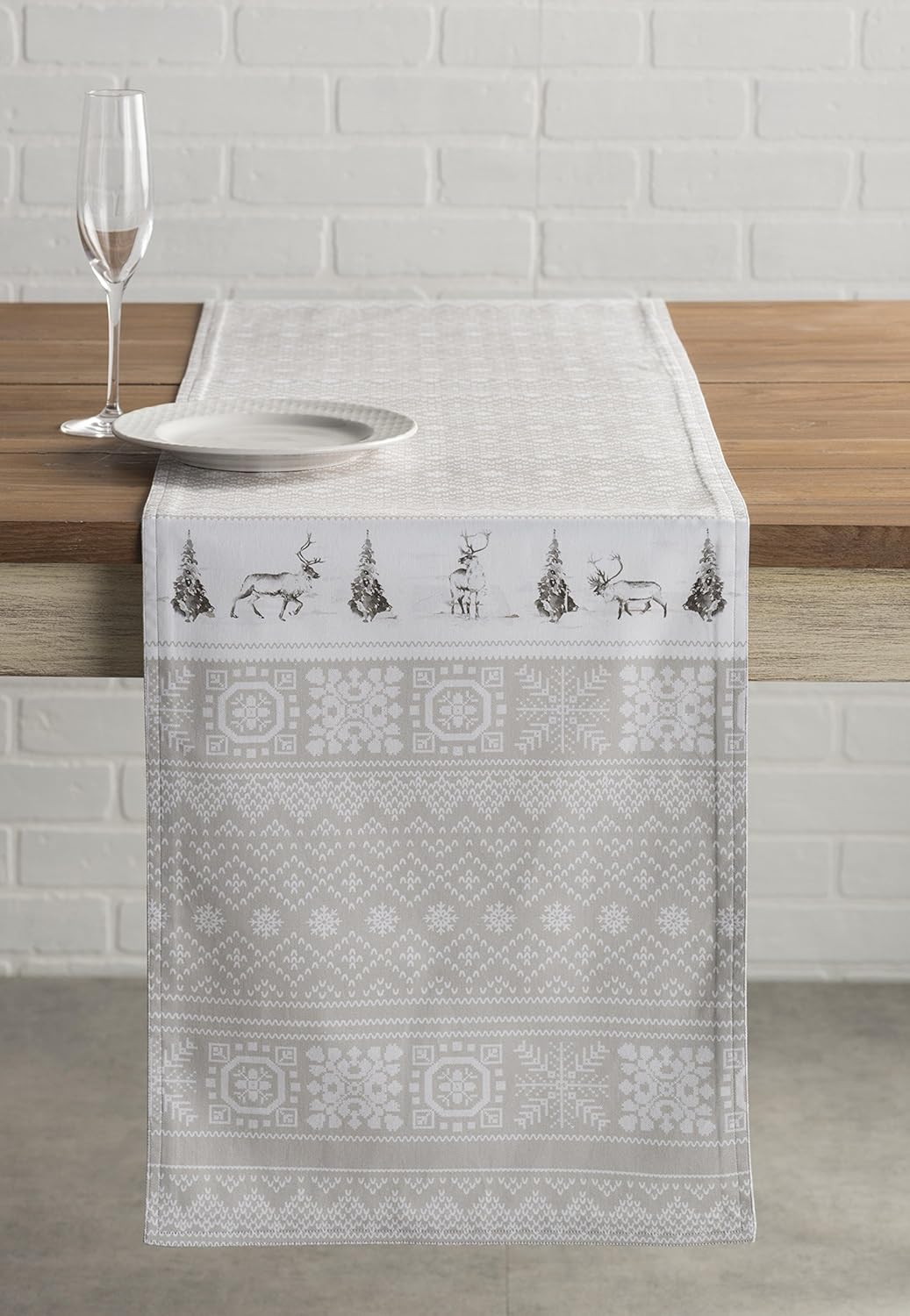 Maison d' Hermine Table Runner 100% Cotton Single Layer Table Runners 36 inches Long Decorative for Home Kitchen Dining Party Baby Shower Wedding Bridal Shower (Cozy Christmas, 14.50" x 36")