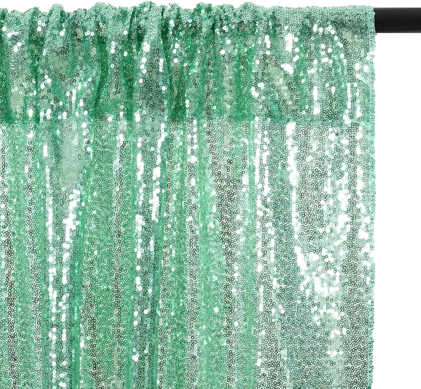 Eternal Beauty Mint Green Sequin Backdrop, 8x10 Ft Glitter Background Curtains for Shimmer Photography Party Wedding Birthday Back Drop Decor