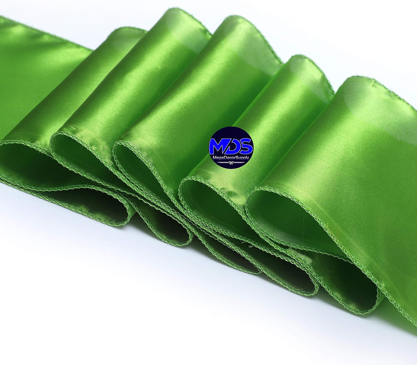 MDS Pack of 150 PCS Satin Chair Sashes Charmeuse Sateen Dining Chair Bows Ribbon Ties Back Sash for Wedding Party Birthday Home Hotel Restaurant Banquet Decoration (7 x 108 Inch, Parrot Green)