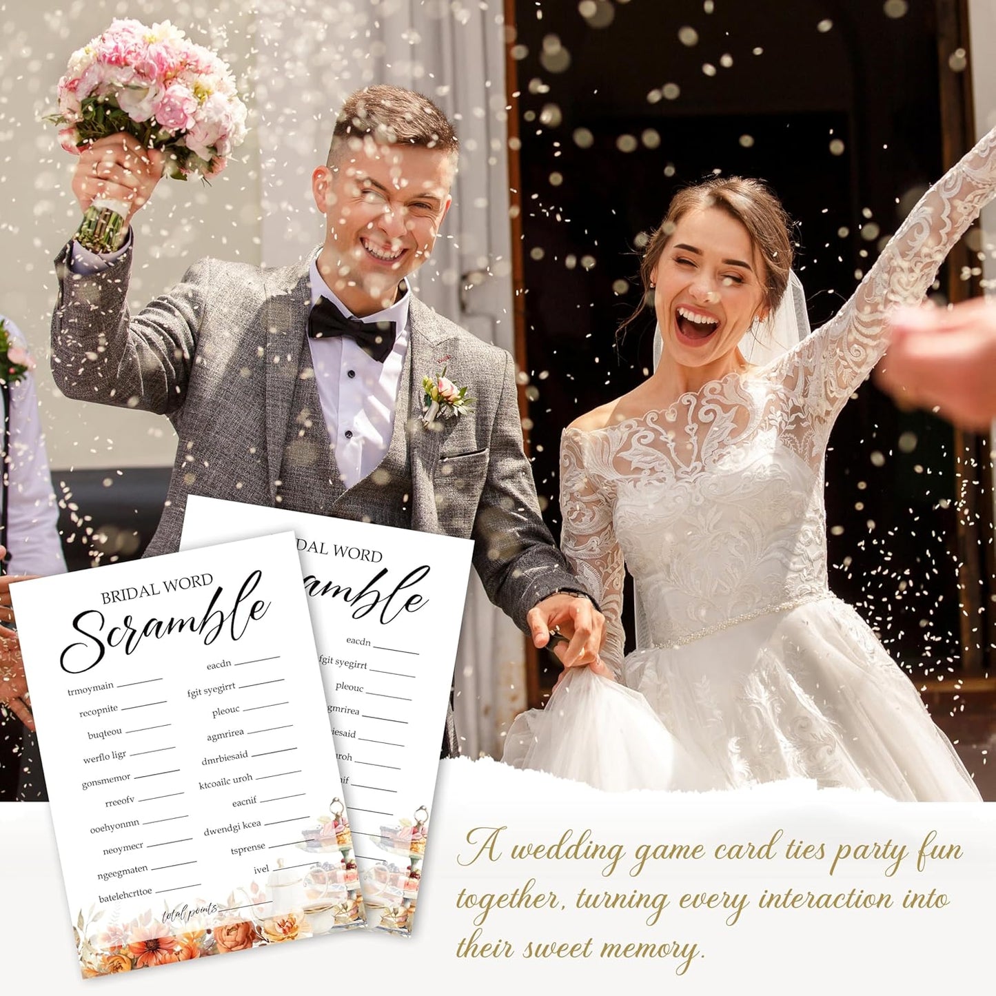 Fall Bridal Shower Games Cards, Bridal Scramble Wedding Bachelorette Party Games, Fall in Love Bridal Shower Decorations, 25 Cards, G11