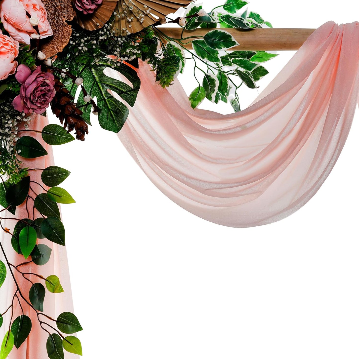 VDS Pack of 2 Panel (30 Inch X 40 Feet) Wedding Arch Draping Fabric Sheer Chiffon Fabric Drapery for Wedding Ceremony Reception Swag Backdrop Canopy Chuppah ARBO Altars Decoration (Dusty Rose)