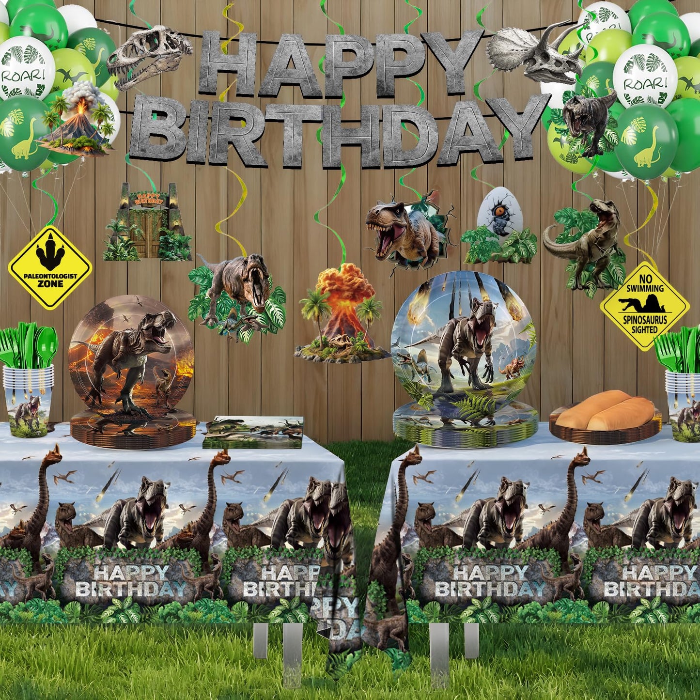 207pcs Dinosaur Party Decorations Plates Napkins Dino Birthday Supplies