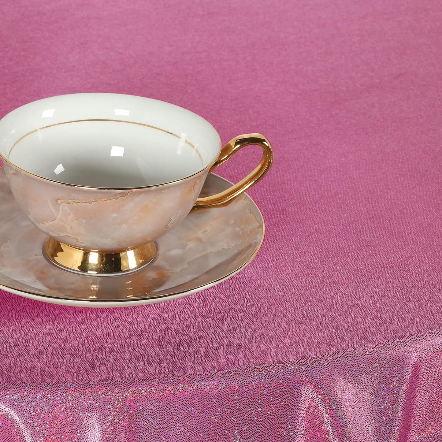 Fitable Fuchsia Sequin Tablecloth for Parties 60 Inch Round- Sparkle Glitter Laser Round Overlay for Baby Shower Ceremony Birthday Holiday Banquet?Best for 24-48 inch Diameter Round Table