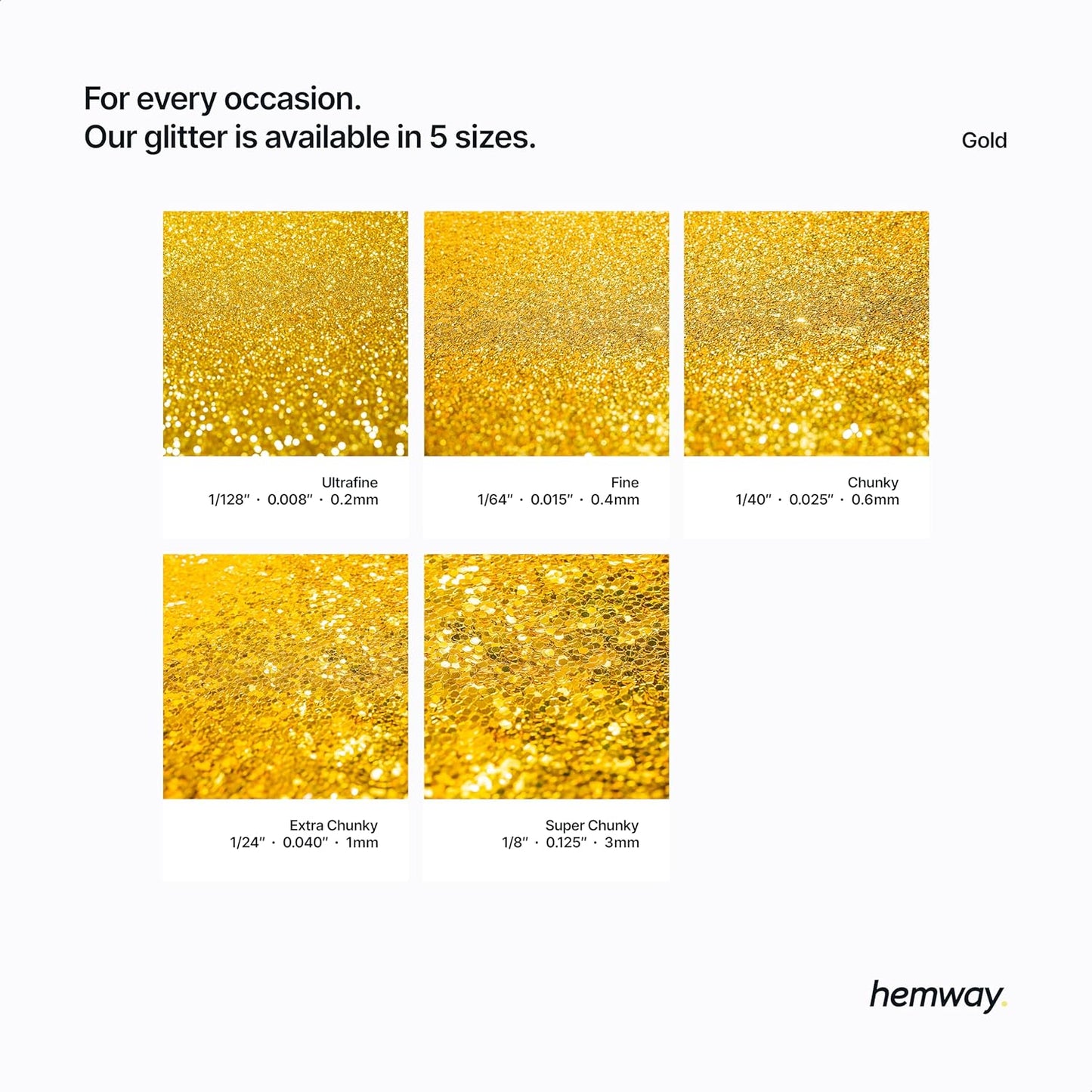 Hemway Eco Friendly Biodegradable Glitter 100g / 3.5oz Bio Cosmetic Safe Sparkle Vegan for Face, Eyeshadow, Body, Hair, Nail and Festival Makeup, Craft - Extra Chunky (1/24" 0.040" 1mm) - Gold