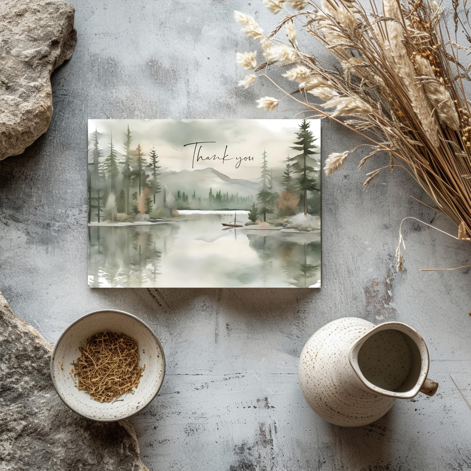 Thank You Cards Set of 20,4x6 Inches Watercolor Nature Forest Thank You Cards with Envelopes