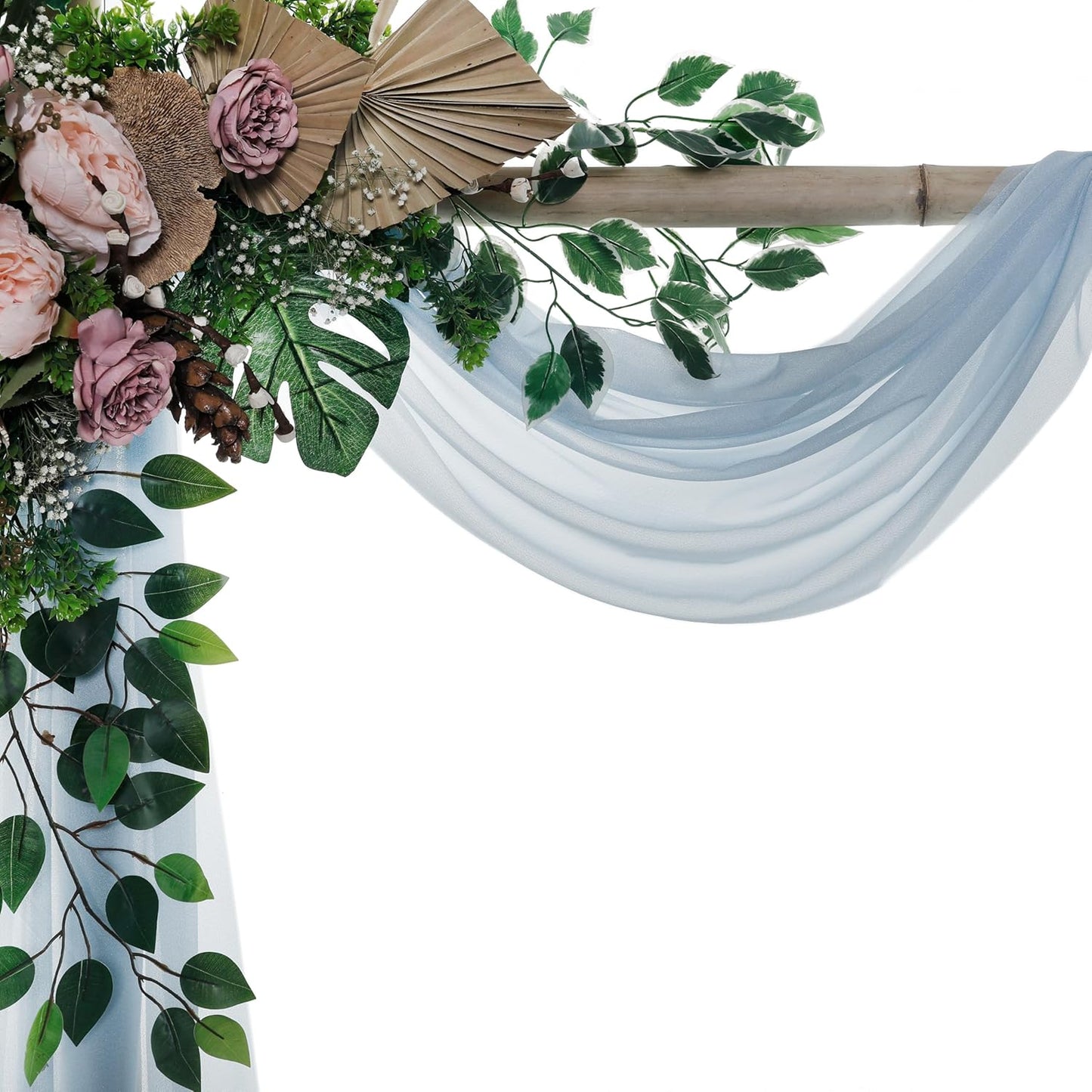 VDS Pack of 1 Panel (30 Inch X 50 Feet) Wedding Arch Draping Fabric Sheer Chiffon Fabric Drapery for Wedding Ceremony Reception Swag Backdrop Canopy Chuppah ARBO Altars Decoration (Baby Blue)