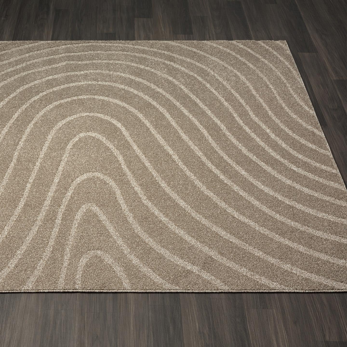 LUXE WEAVERS Modern Geometric Wave Taupe 2x3 Area Rug