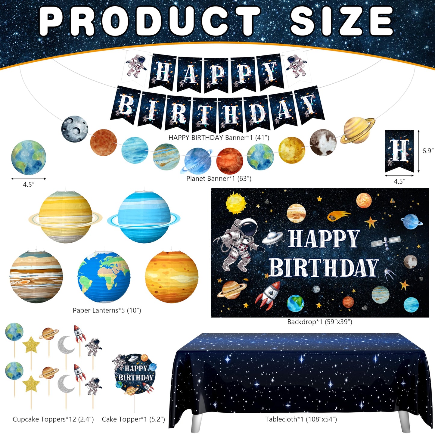 Outer Space Birthday Party Decorations Space Themed Party Supplies Planet Banner Backdrop Cake