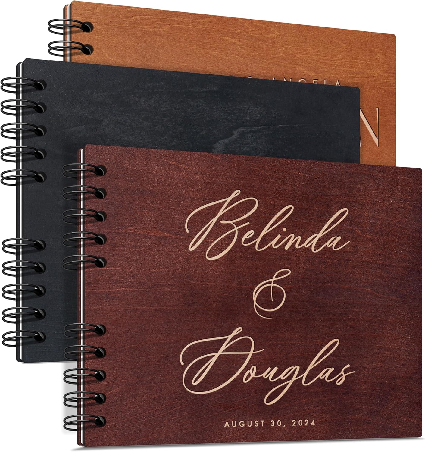 Personalized Wood Wedding Guest Book - 5 Colors/Finishings, 2 Sizes, 12 Designs - Wood Wedding Decorations, Guest Book Signs for Wedding Reception (DESIGN 1)