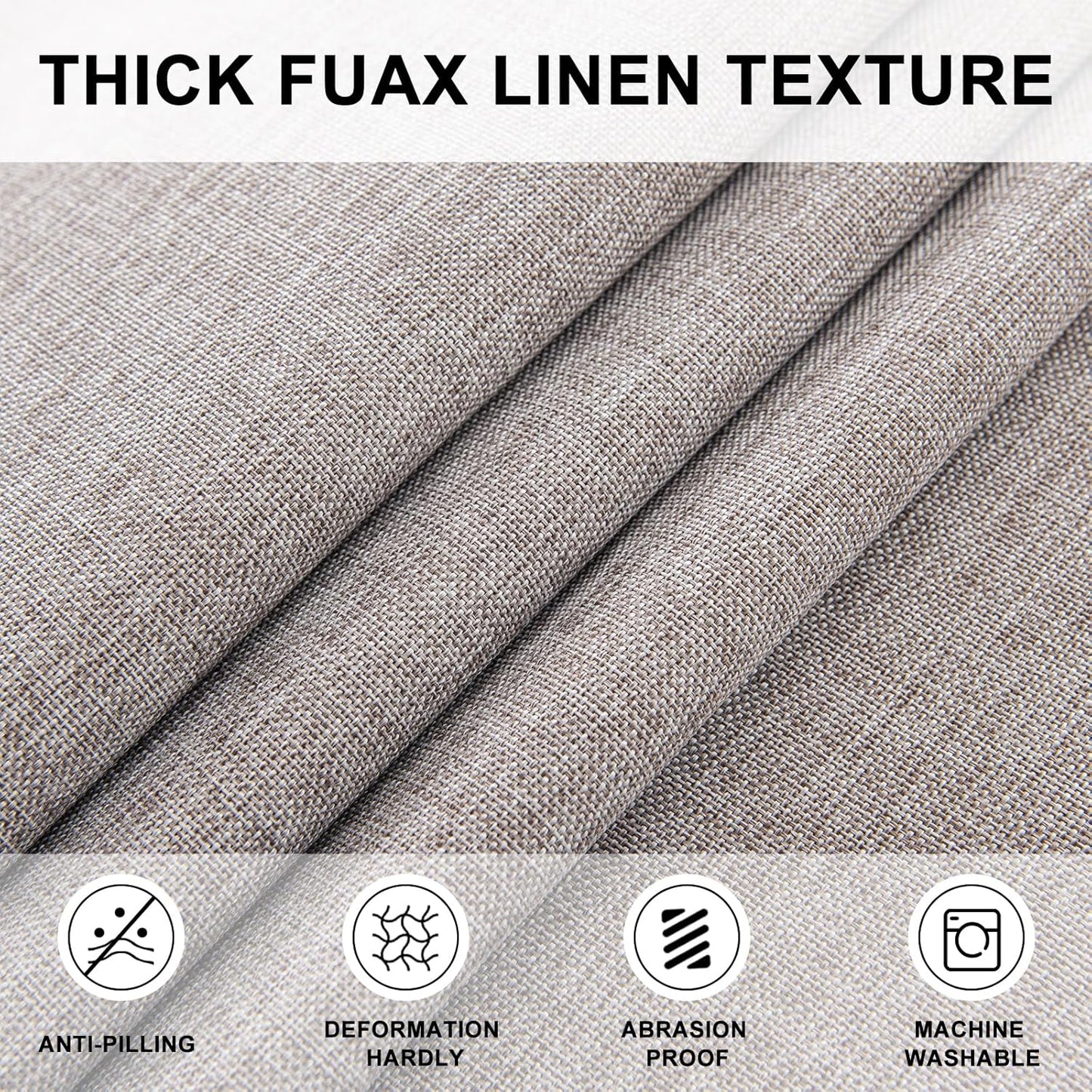 Hiasan 120 Inch Round Linen Tablecloth - Wrinkle and Stain Resistant Washable Polyester Fabric Table Cloth for Dining Room Kitchen Party, Stone