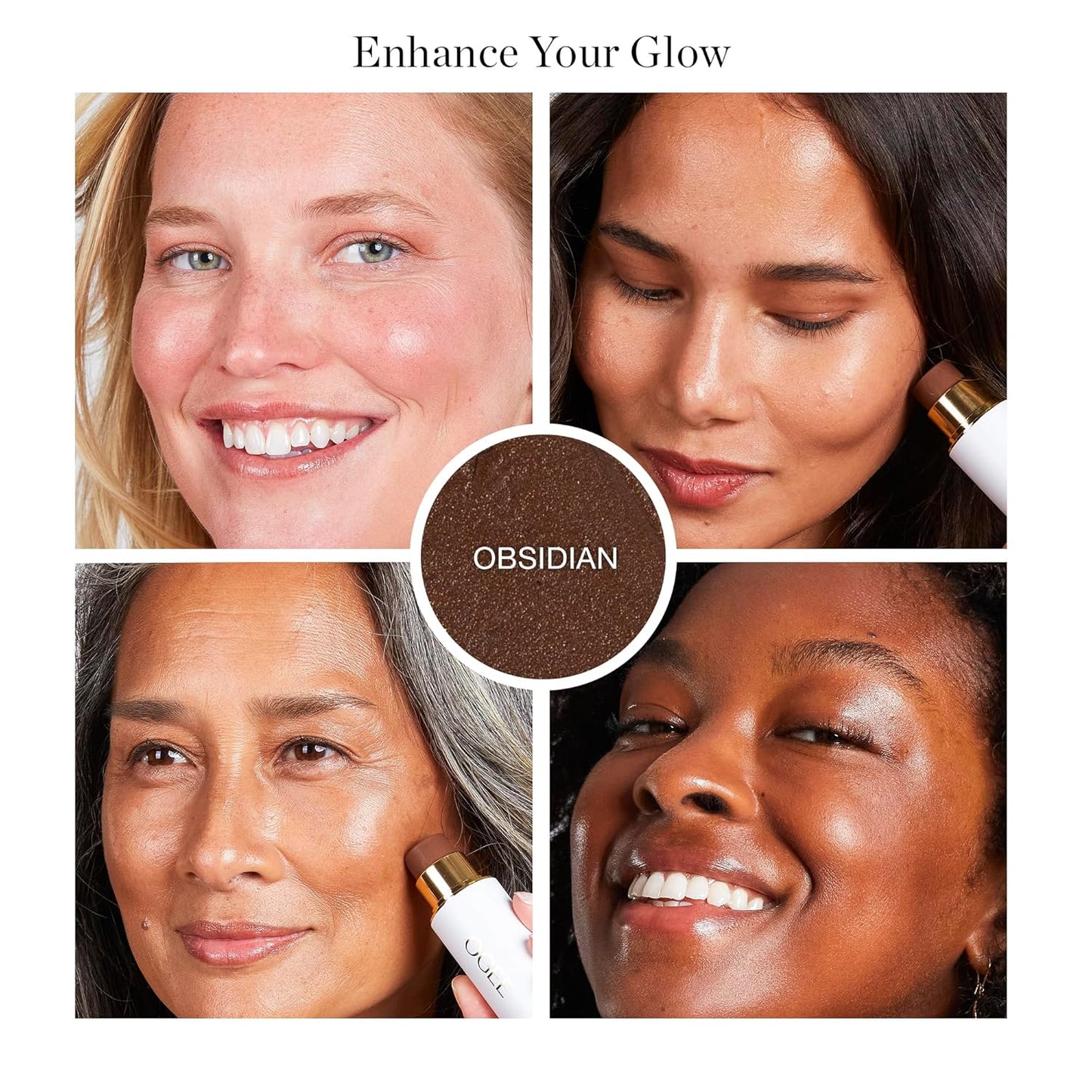 Ogee Sculpted Face Stick (OBSIDIAN - MATTE DEEP BRONZE) Certified Organic Bronzer Stick & Contour Makeup - Multi-Use Bronzer Stick for Face