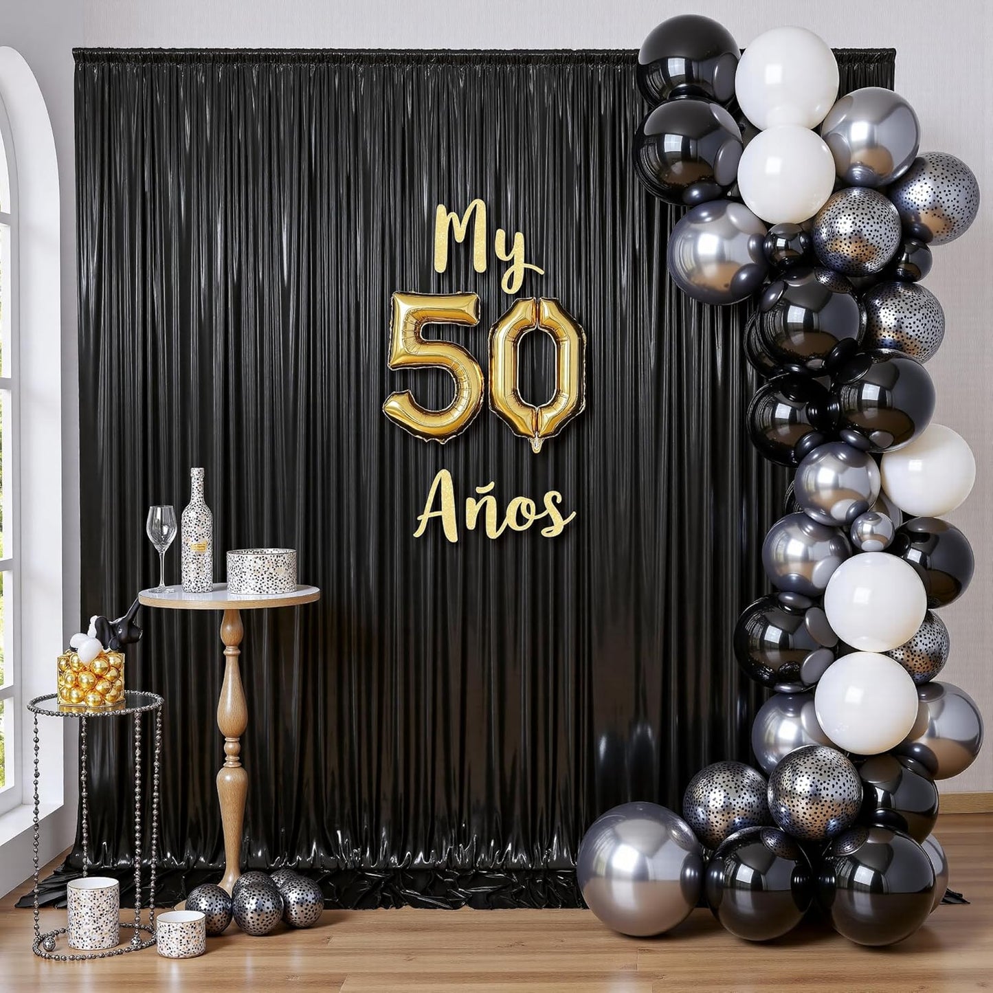 Outpain Thick 30 ft x 10 ft Black Sequin Backdrop Curtain for Parties, Wrinkle Free Glitter Photo Backdrop Drapes 6 Panels 5x10ft Black Back Drop Cloth for Wedding Christmas Photography Background