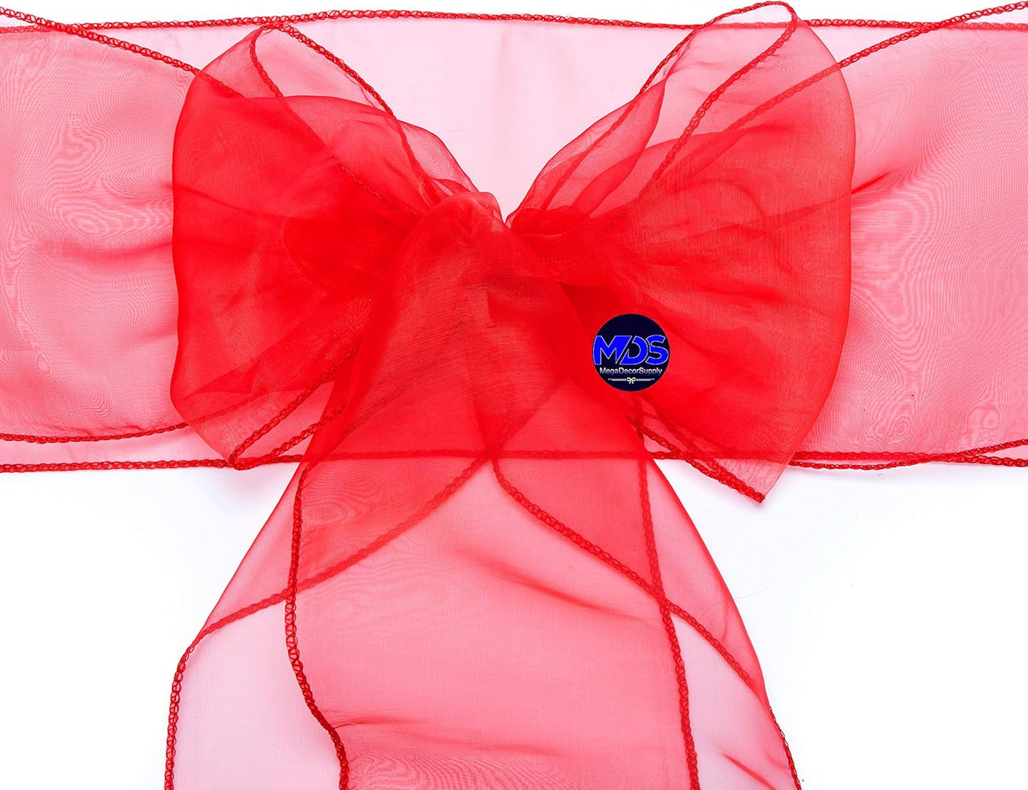 MDS Pack of 250 PCS Organza Chair Sashes Wider Dining Chair Bows Ribbon Tie Back for Wedding Party Birthday Bridal Shower Reception Event Banquet Home Chair Cover Decoration - Red