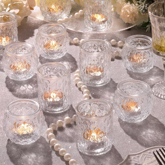 12pcs Assorted Votive Candle Holders for Wedding Centerpiece, Clear Tea Light Candle Holders, Glass Candle Holder for Table Centerpiece, Home and Party Decorations
