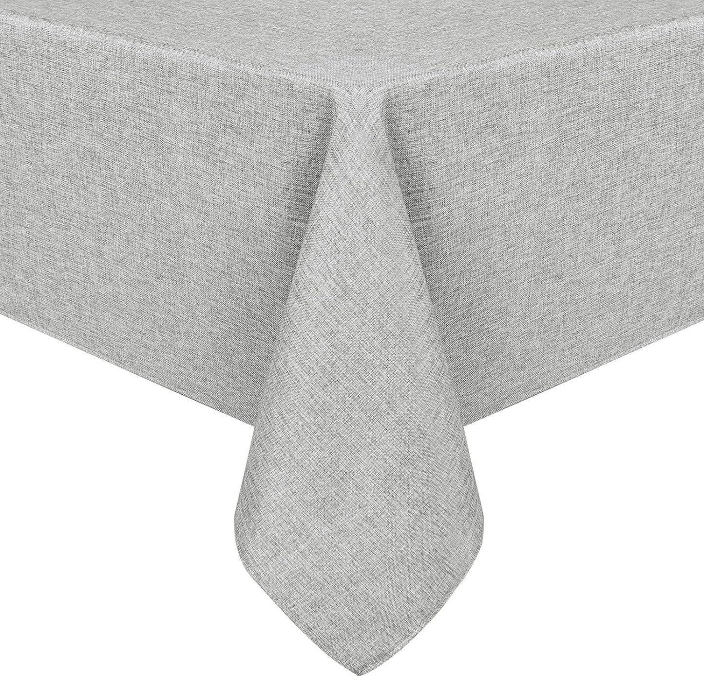 Hiasan Faux Linen Rectangle Tablecloth - Wrinkle and Stain Resistant Washable Table Cloth for Kitchen Dining Room Holiday Table Cover for Dinner, Light Grey, 70 x 140 Inch