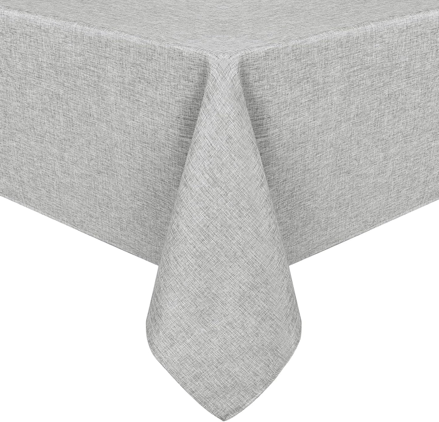 Hiasan Faux Linen Rectangle Tablecloth - Wrinkle and Stain Resistant Washable Table Cloth for Kitchen Dining Room Holiday Table Cover for Dinner, Light Grey, 54 x 120 Inch