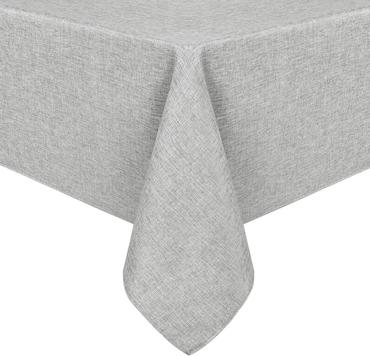 Hiasan Faux Linen Rectangle Tablecloth - Wrinkle and Stain Resistant Washable Table Cloth for Kitchen Dining Room Holiday Table Cover for Dinner, Light Grey, 54 x 80 Inch