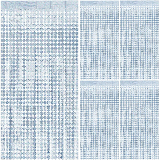 Silver Streamers Metallic Tinsel Foil Fringe Curtains, Door Streamer Photo Booth Backdrop for Birthday Graduation Engagement Bridal Shower Bachelorette Baby Shower Disco Party Decorations