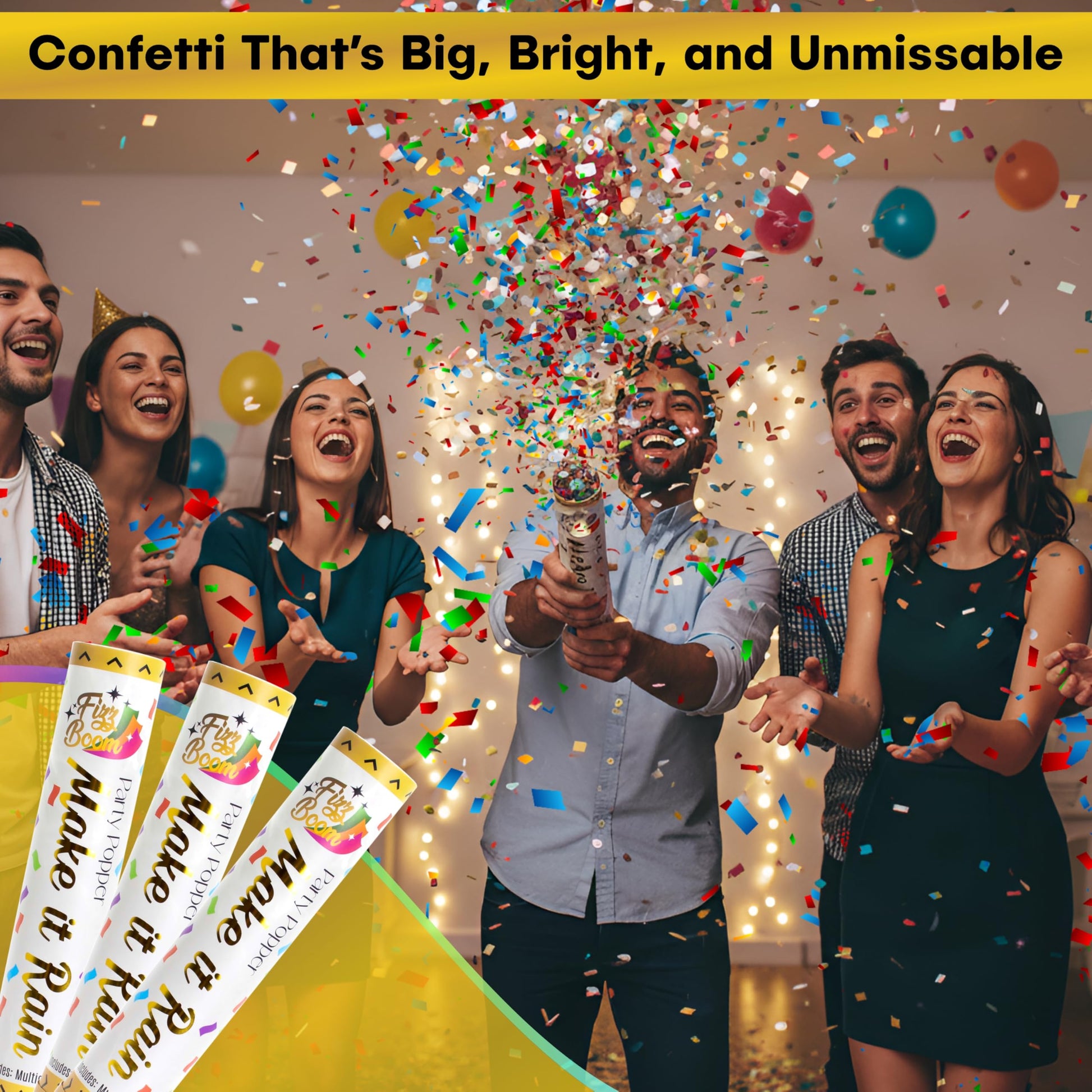 6 Pack Biodegradable Confetti Poppers for Weddings & Parties