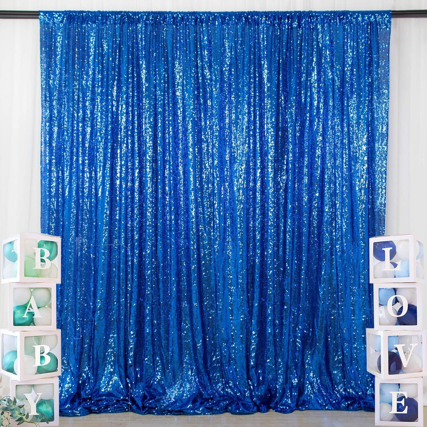 ShinyBeauty Royal Blue Sequin Photo Booth Backdrop 5x10FT | Glitter Birthday Wedding Party Background Curtain | Premium Fabric for Events Photography Decor