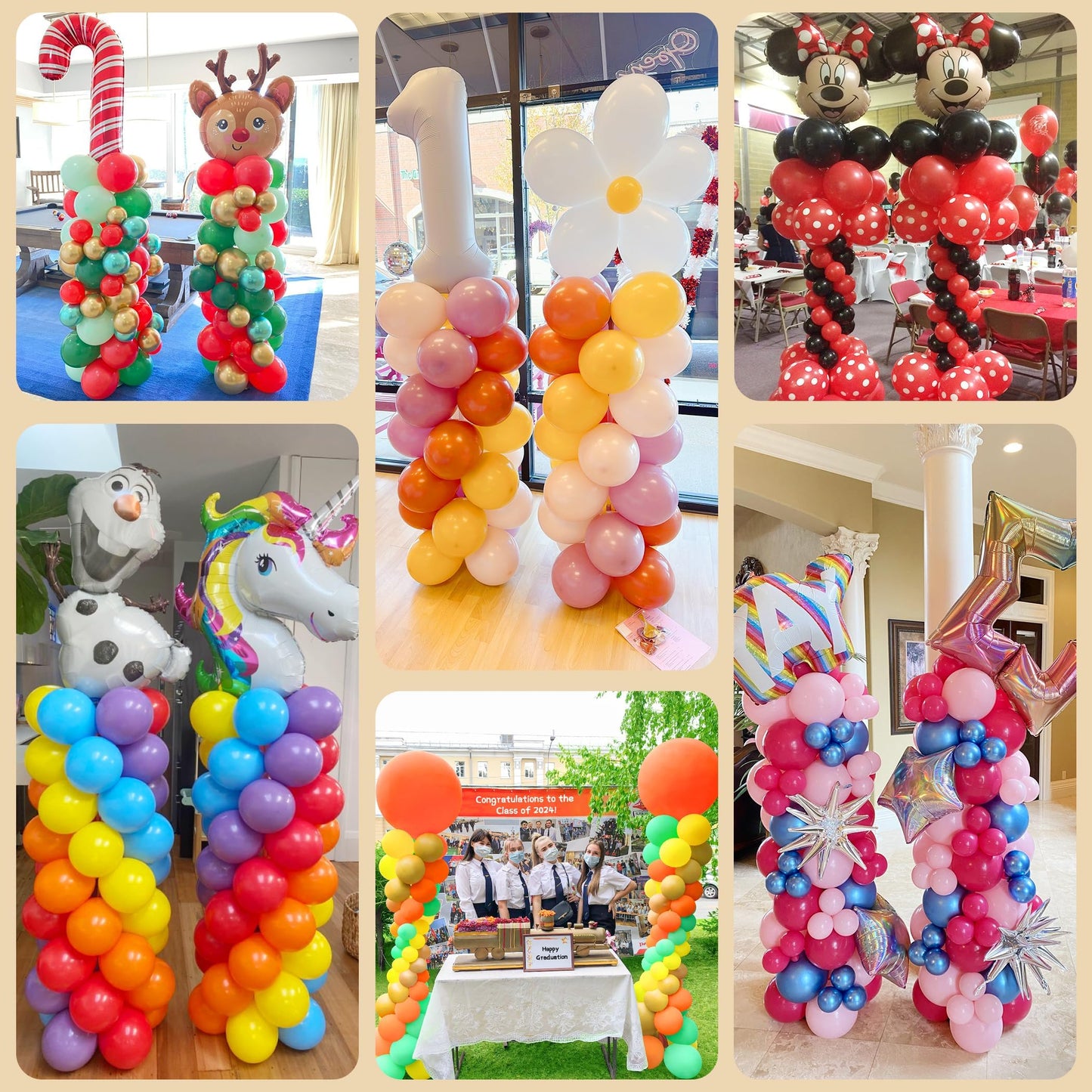 Toosci 2 Sets Balloon Column Stand Kit with Reusable Metal Telescopic