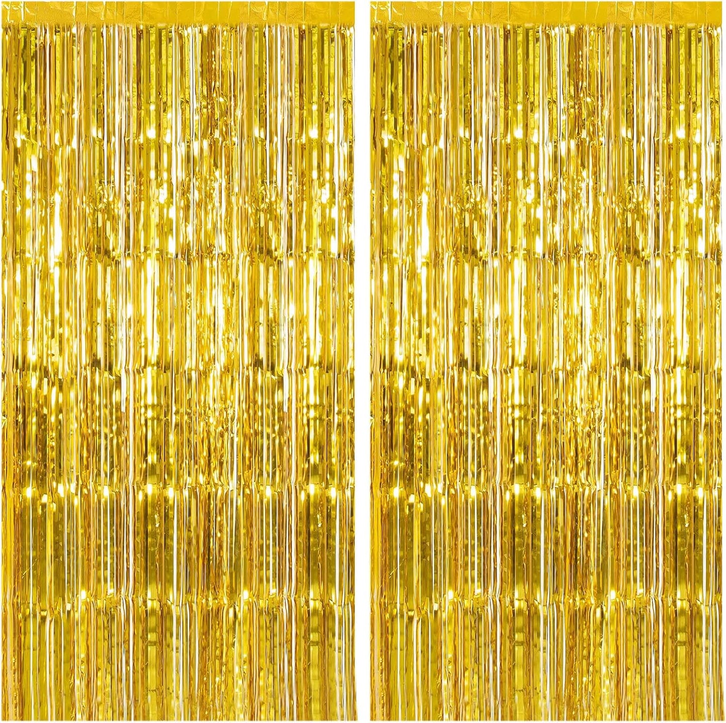 2 Pack Gold Backdrop Birthday Decorations Foil Curtain Backdrop Gold Streamers Dance Party Decorations Photo Booth Props for Bachelorette Decorations Christmas Halloween New Years Eve Party Supplies