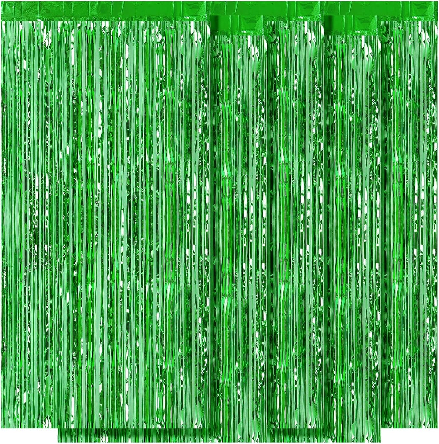 5 Pack Green Fringe Backdrop 3.2ft x 8.2ft Foil Curtain Tinsel Fringe Curtains Backdrop Streamers for Birthday Party Decoration Wedding Christmas Decoration
