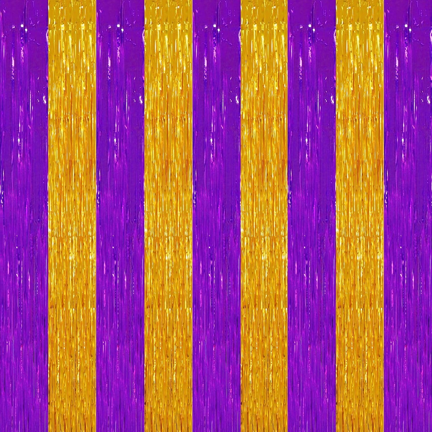 TONIFUL 2Pcs Purple Gold Door Streamers,Green Photo Booth Backdrop,Metallic Streamers Green Foil Fringe Curtains for Birthday,Christmas,New Year,St. Patrick's Day Party Streamers Decor