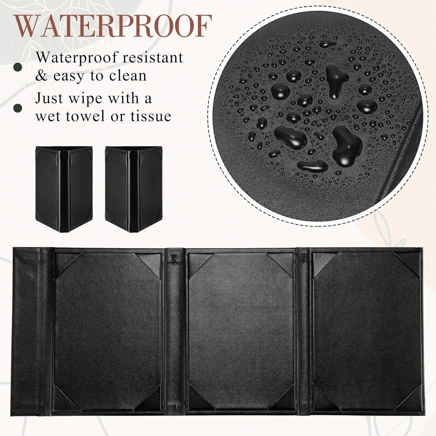 12 Pcs 5 x 7 Inch Triangle Menu Holders for Restaurant 3 Side Leatherette Table Tent Frame Menu Sign Cover Bulk for Restaurant Coffee Cafe Bar Wedding Drink Dessert