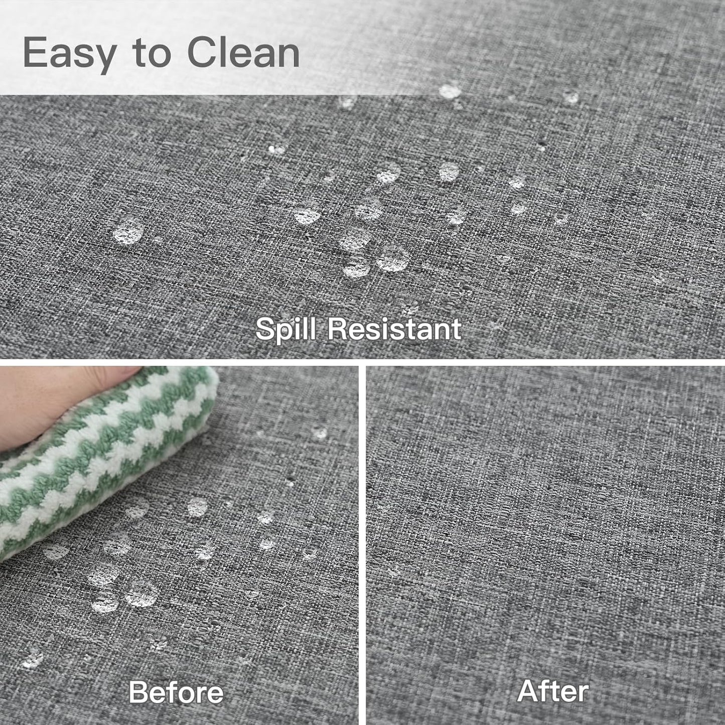 maxmill Rectangle Linen Texture Tablecloth Stain Proof Waterproof Wrinkle Free Washable Dining Table Cloth Wipeable Fabric Table Cover for Dining Room Farmhouse Tablecloths, 60 x 120 Inch, Dark Grey