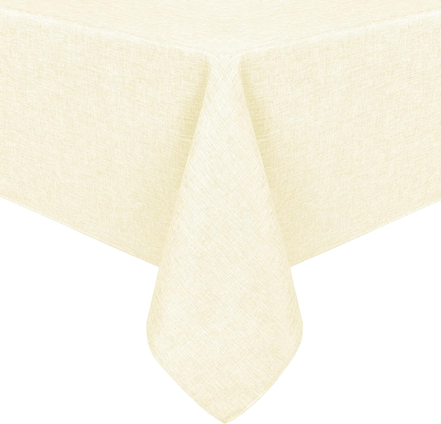 Hiasan Faux Linen Rectangle Tablecloth - Wrinkle and Stain Resistant Washable Table Cloth for Kitchen Dining Room Holiday Table Cover for Dinner, Champagne, 60 x 84 Inch