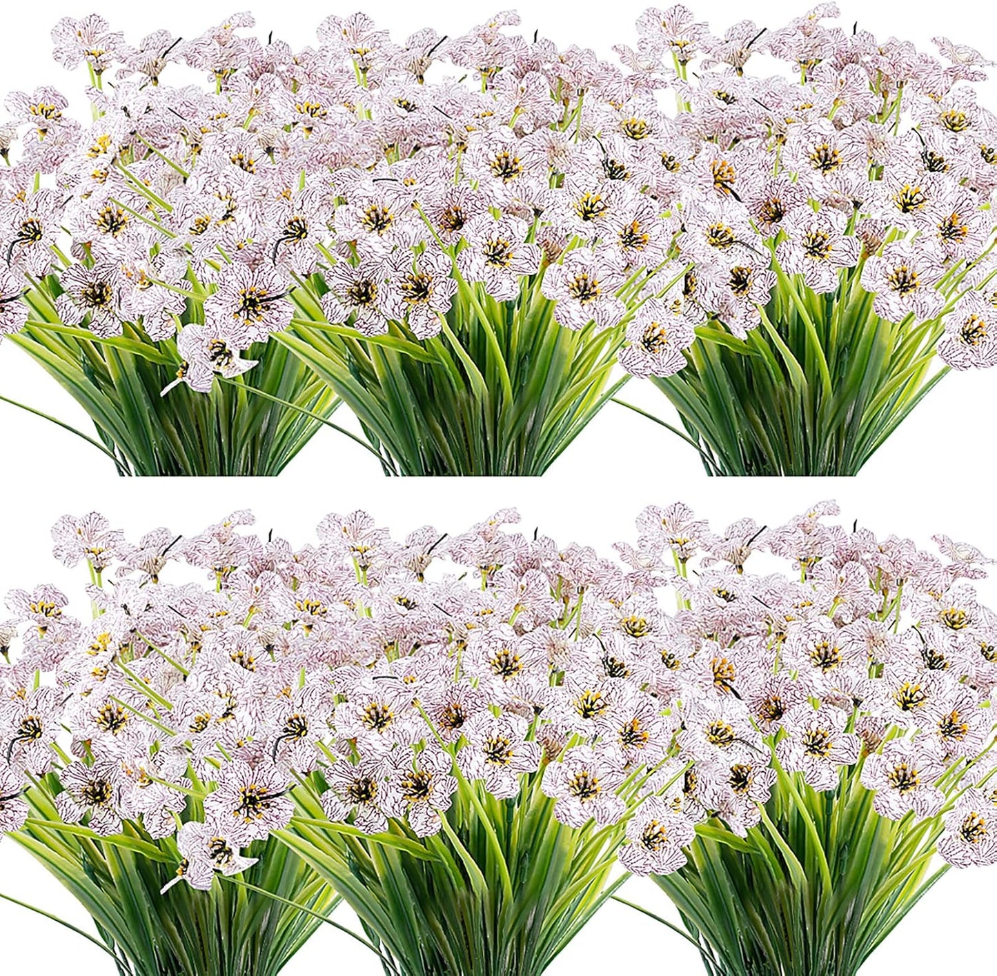 20 Bundles Artificial Flowers Outdoor UV Resistant Fake Flowers No Fade Faux Plastic Plants Garden Porch Window Box Decorating(White)…