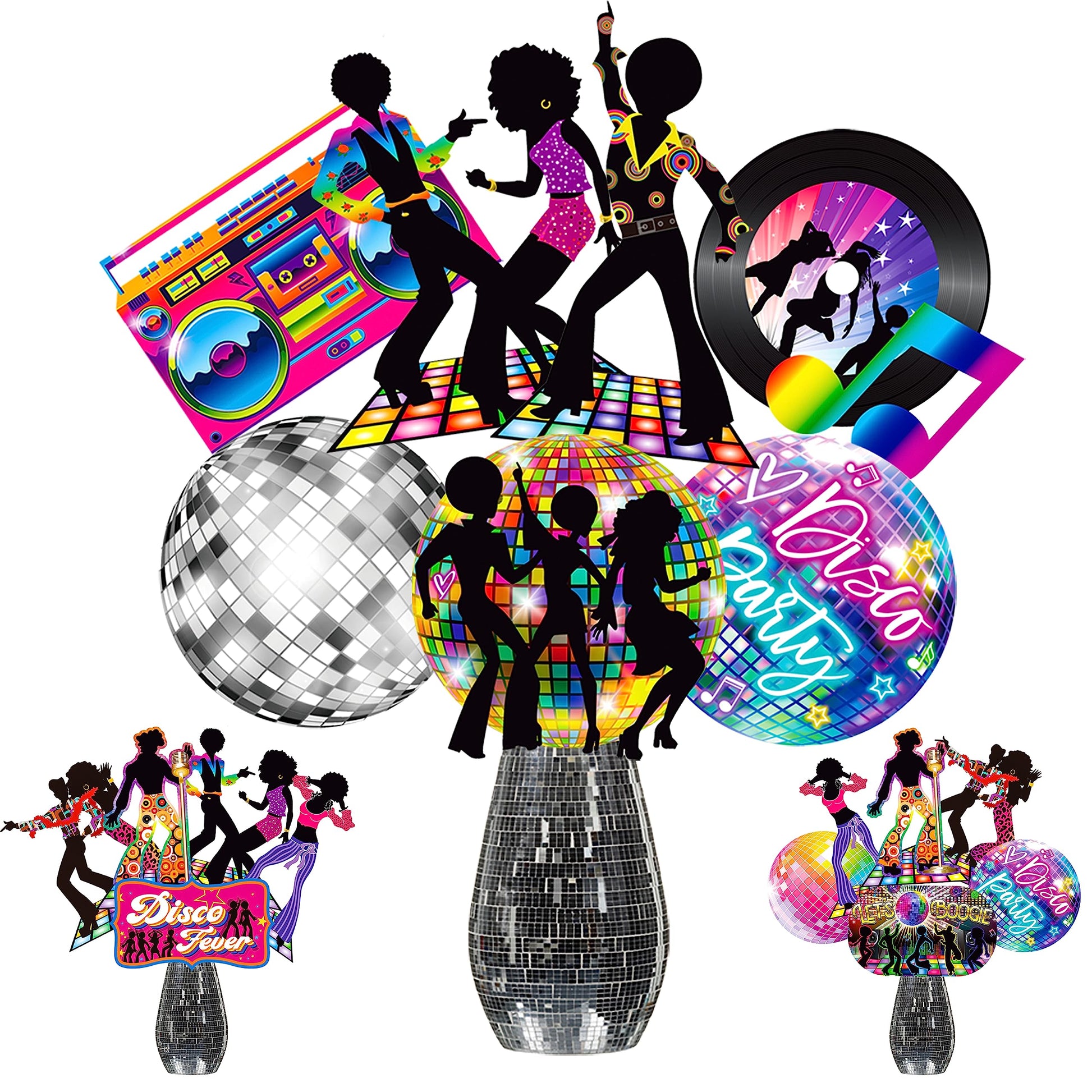 26pcs 1970s Disco Fever Party Centerpiece Sticks 70s Disco Party Decorations Retro Table Topper 80s