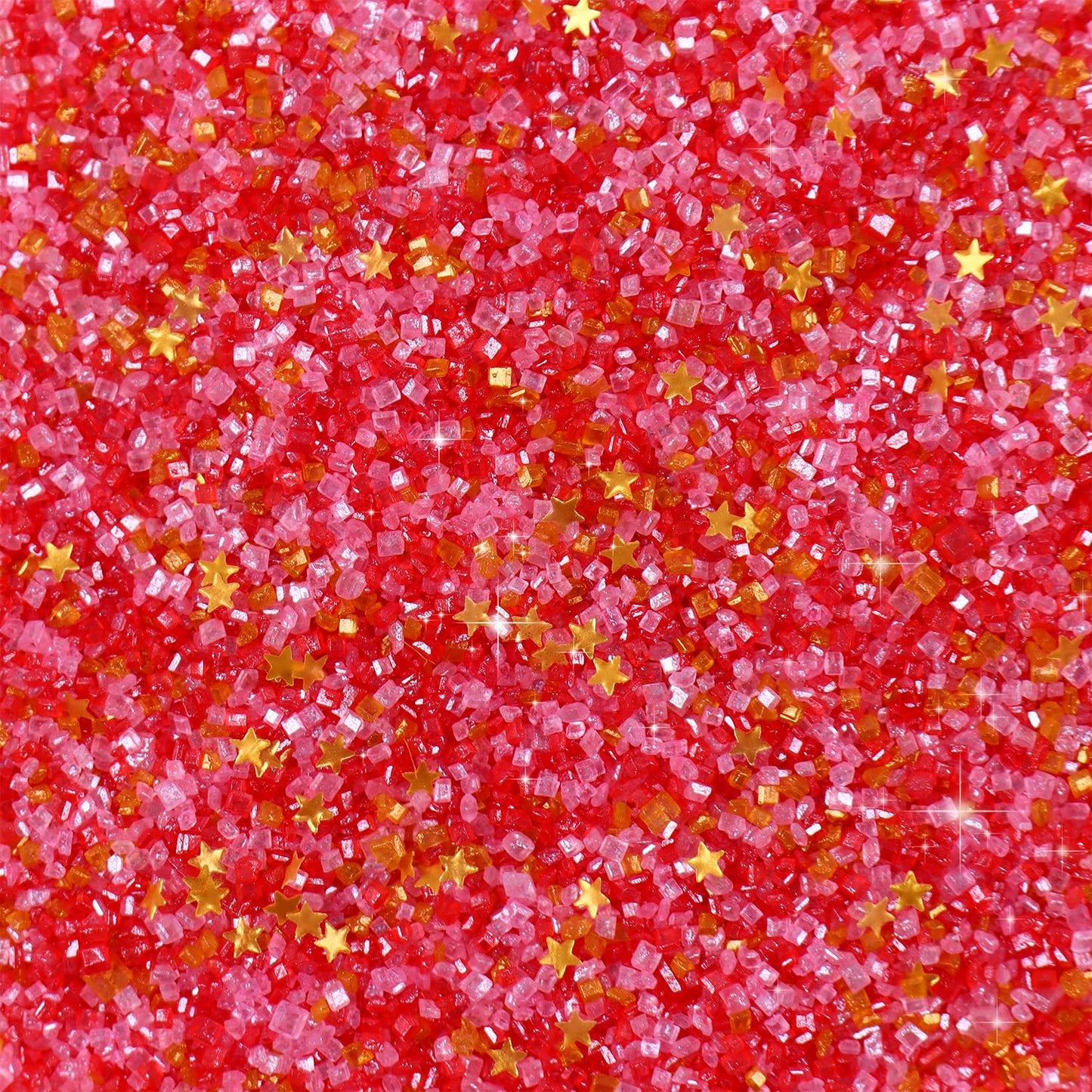Edible Sanding Sugar Gold Star Glitter Mix, Red Sanding Sugar, Pink Sanding Sugar, Shimmer star sprinkles, Pink and Red Sprinkles for Weddings, Birthdays, and Valentines(4.23oz/120g)