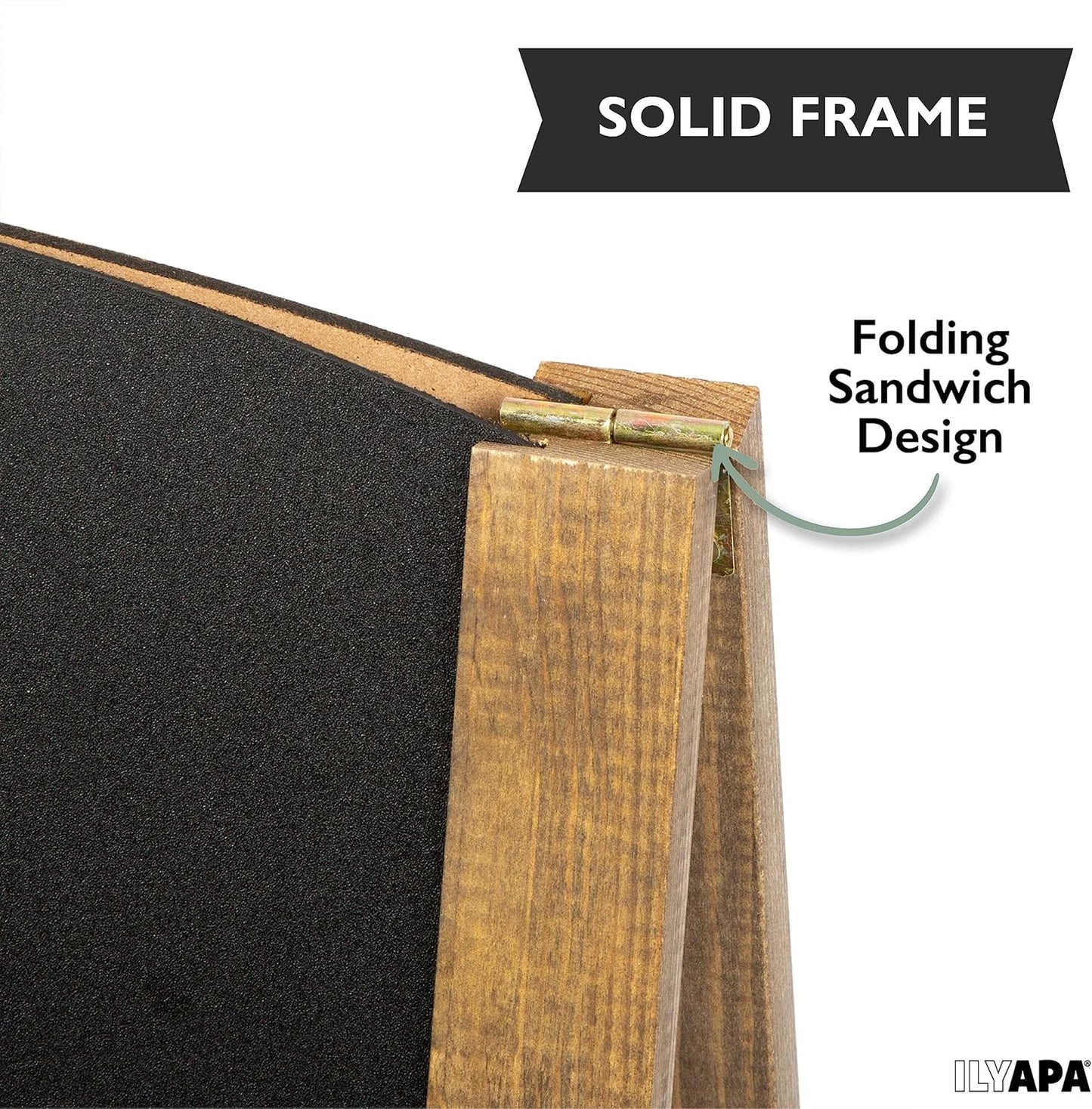 Ilyapa A-Frame Chalkboard Sidewalk Sign - Rounded Top Folding Standing Sandwich Sign for Restaurant, Office, Weddings - Rustic Barnwood, 18 x 31.5 in