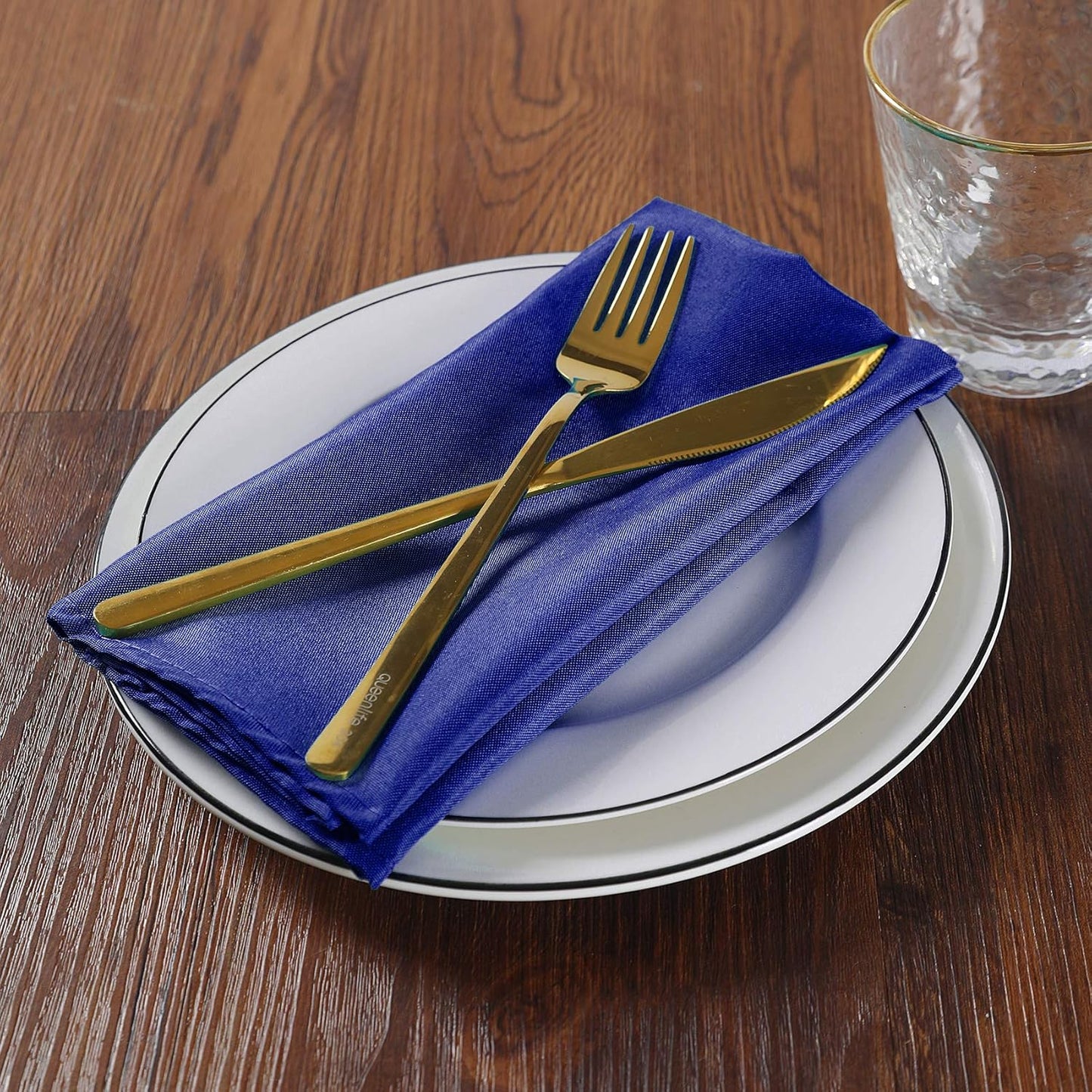 Cloth Napkins 17x17 inch Washable Polyester Dinner Napkins Soft Table Napkins for Wedding Party Dining Banquet(Royal Blue,100PCS)