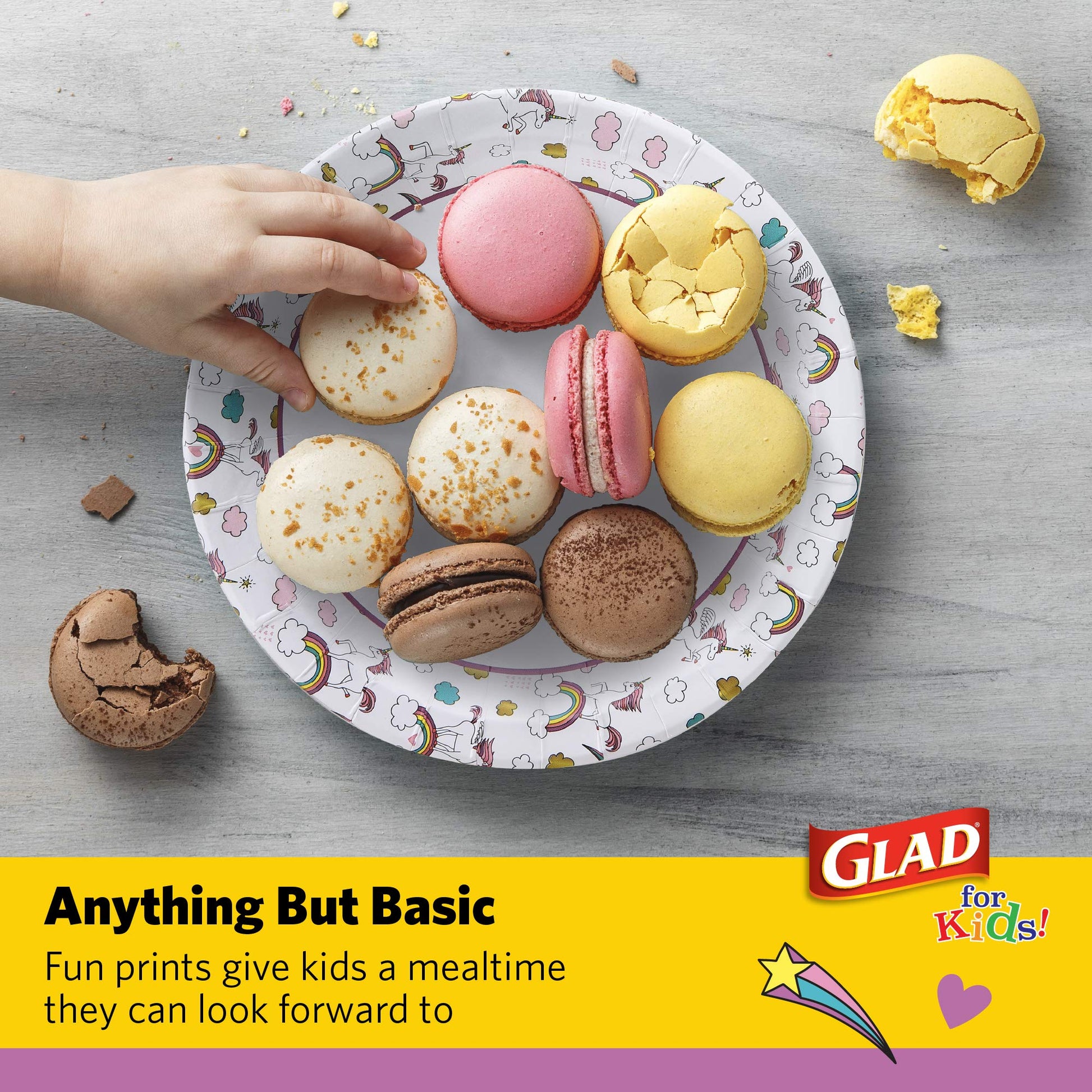 Glad for Kids Disposable Paper Plates, Unicorns, 8.5 Inch, 20 Count