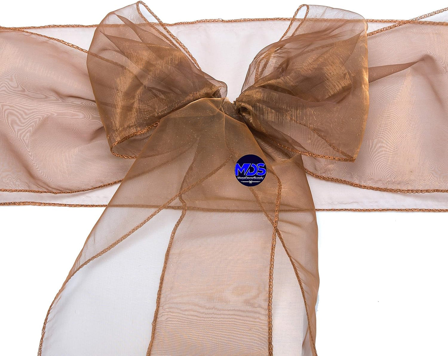 MDS Pack of 250 PCS Organza Chair Sashes Wider Dining Chair Bows Ribbon Tie Back for Wedding Party Birthday Bridal Shower Reception Event Banquet Home Chair Cover Decoration - Coffee