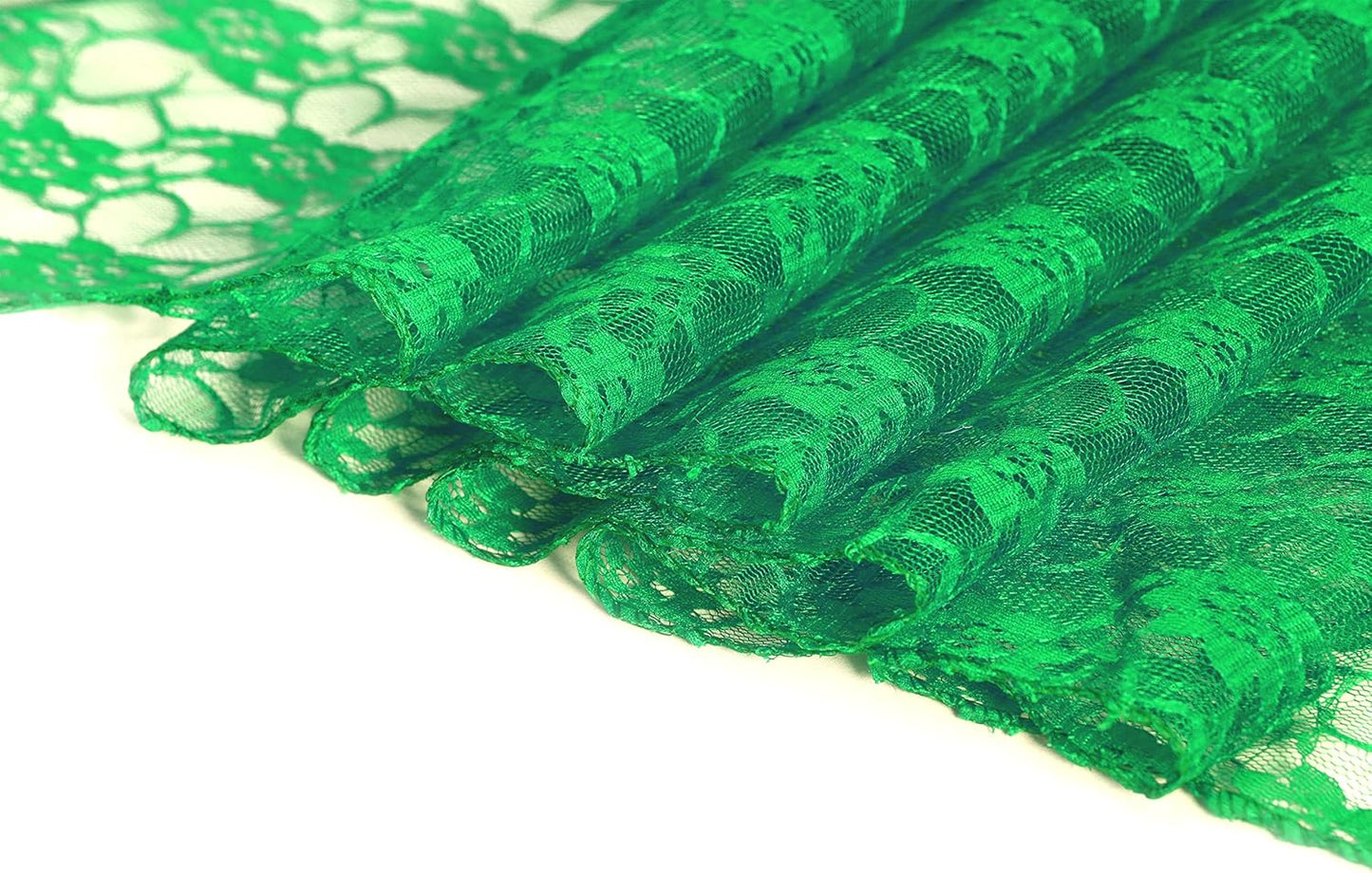 MDS Pack of 20 Wedding 12 x 108 inches Lace Table Runner for Wedding, Decorations for Birthday Parties, Banquets, Graduations, Engagements, and Runners fit Rectangle, Round Table- Green