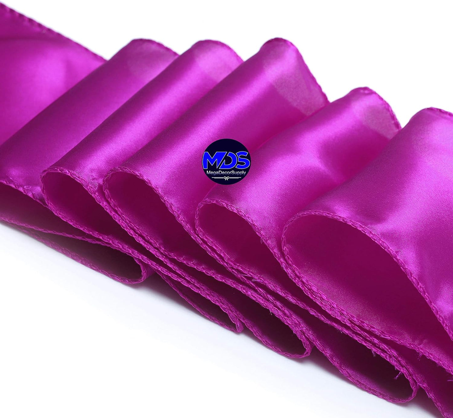 MDS Pack of 300 PCS Satin Chair Sashes Charmeuse Sateen Dining Chair Bows Ribbon Ties Back Sash for Wedding Party Birthday Home Hotel Restaurant Banquet Decoration (7 x 108 Inch, Magenta Violet)