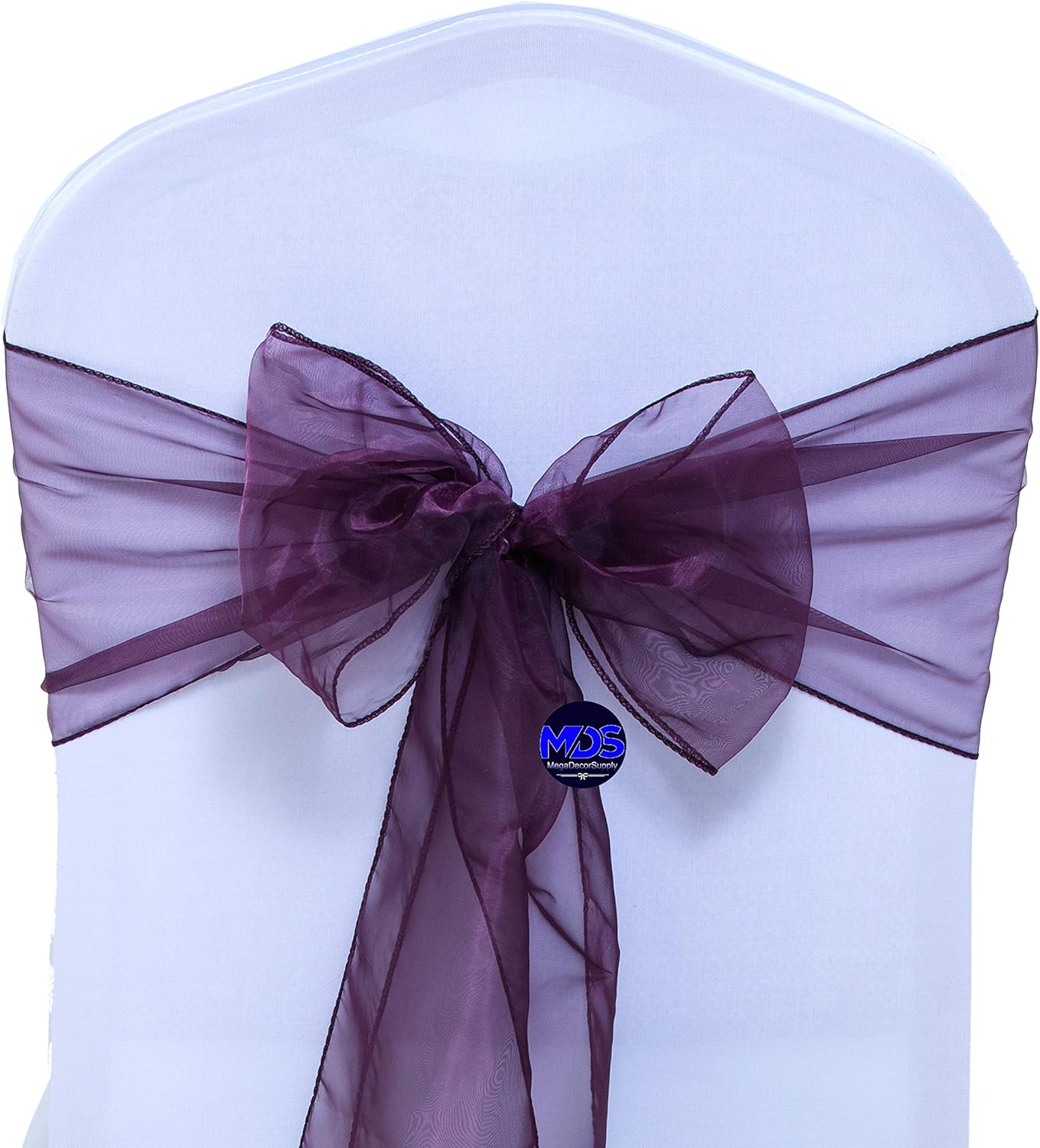 MDS Pack of 300 PCS Organza Chair Sashes Wider Dining Chair Bows Ribbon Tie Back for Wedding Party Birthday Bridal Shower Reception Event Banquet Home Chair Cover Decoration - Plum